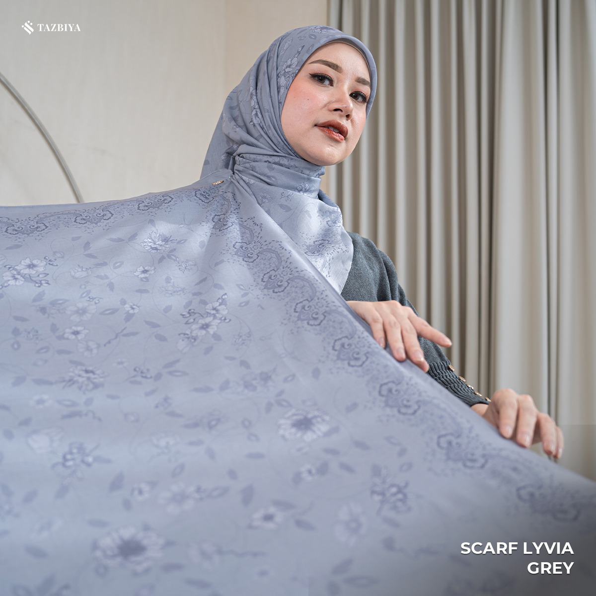 TAZBIYA SCARF - LYVIA SERIES I TAZBIYA HIJAB VOAL MOTIF JAHIT TEPI 