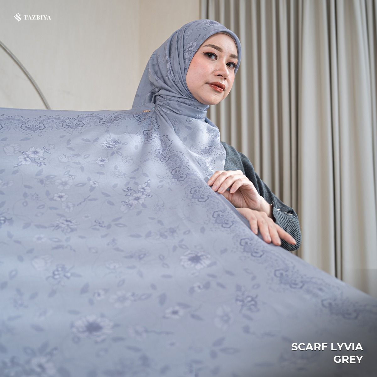 TAZBIYA SCARF - LYVIA SERIES I TAZBIYA HIJAB VOAL MOTIF JAHIT TEPI 