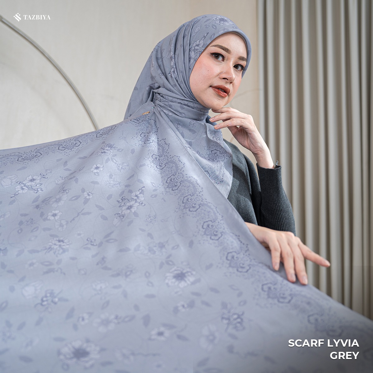 TAZBIYA SCARF - LYVIA SERIES I TAZBIYA HIJAB VOAL MOTIF JAHIT TEPI 