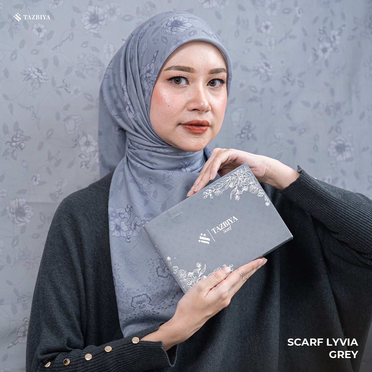 TAZBIYA SCARF - LYVIA SERIES I TAZBIYA HIJAB VOAL MOTIF JAHIT TEPI 