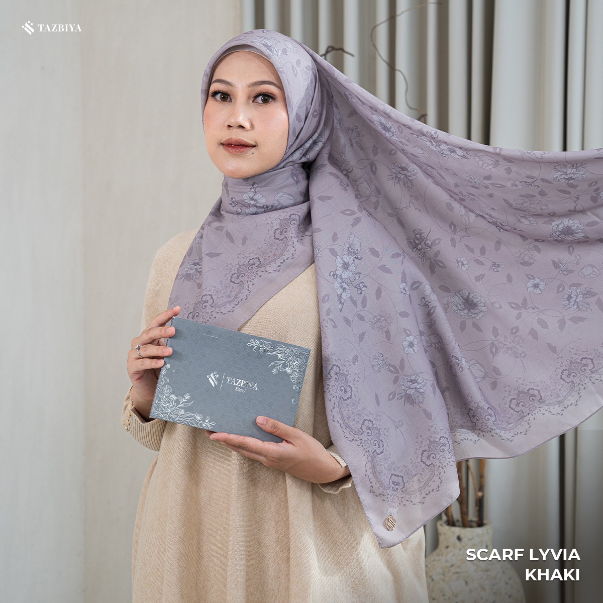 TAZBIYA SCARF - LYVIA SERIES I TAZBIYA HIJAB VOAL MOTIF JAHIT TEPI 