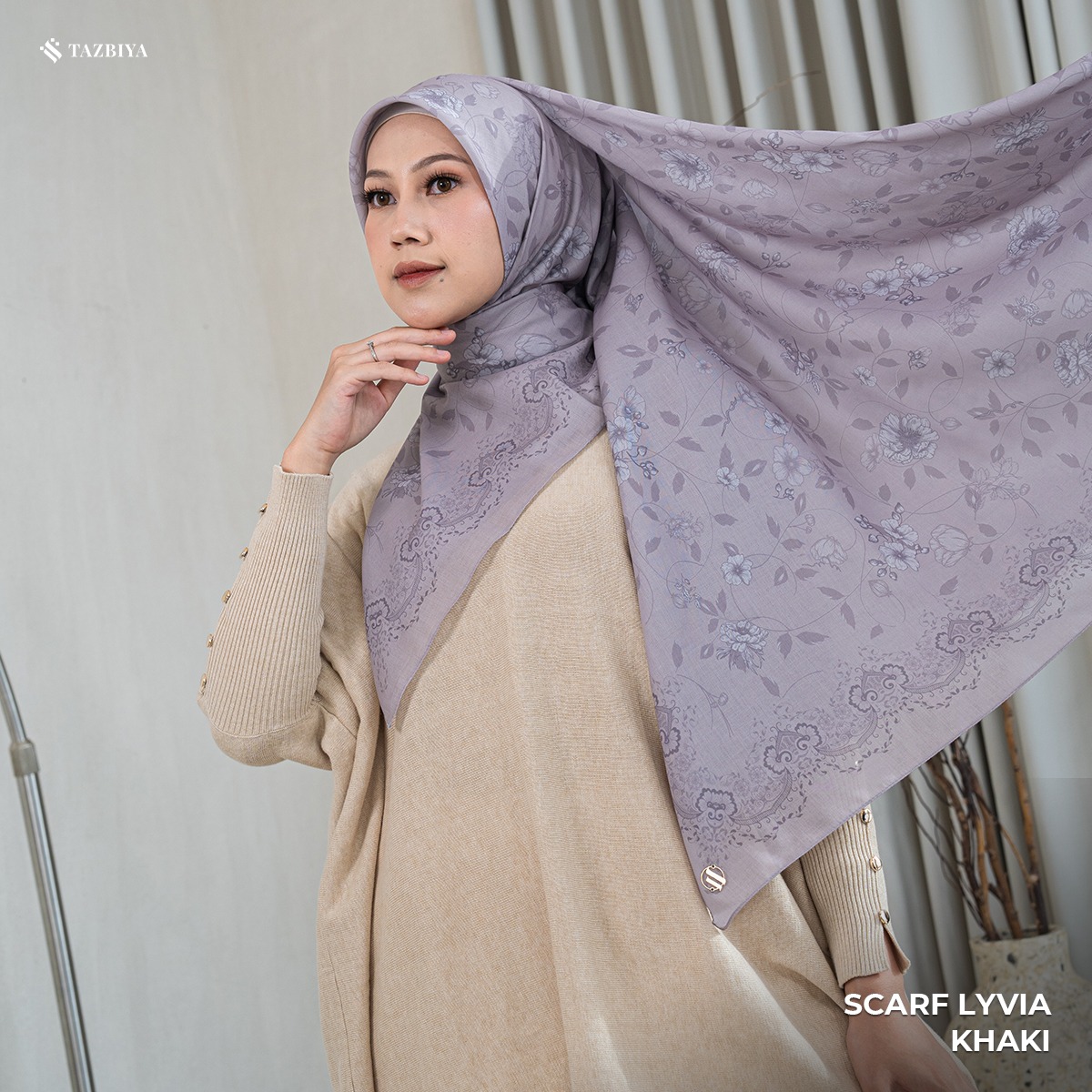 TAZBIYA SCARF - LYVIA SERIES I TAZBIYA HIJAB VOAL MOTIF JAHIT TEPI 