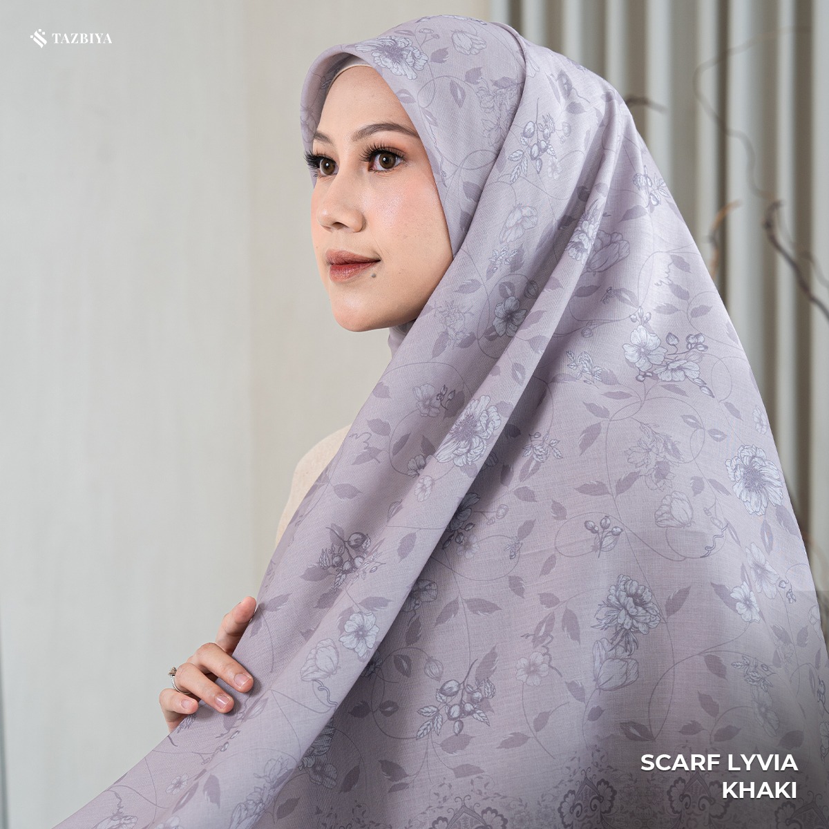 TAZBIYA SCARF - LYVIA SERIES I TAZBIYA HIJAB VOAL MOTIF JAHIT TEPI 
