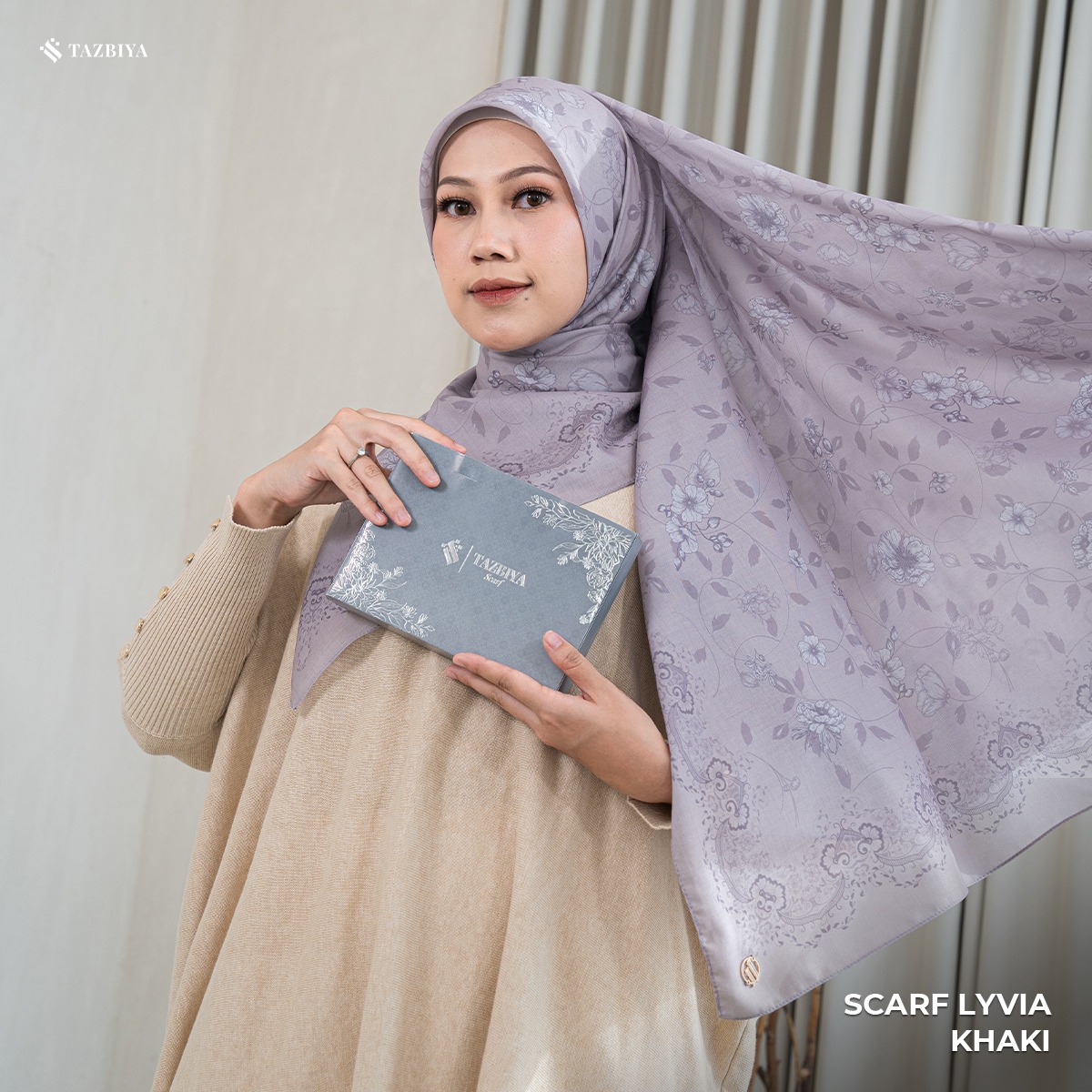 TAZBIYA SCARF - LYVIA SERIES I TAZBIYA HIJAB VOAL MOTIF JAHIT TEPI 