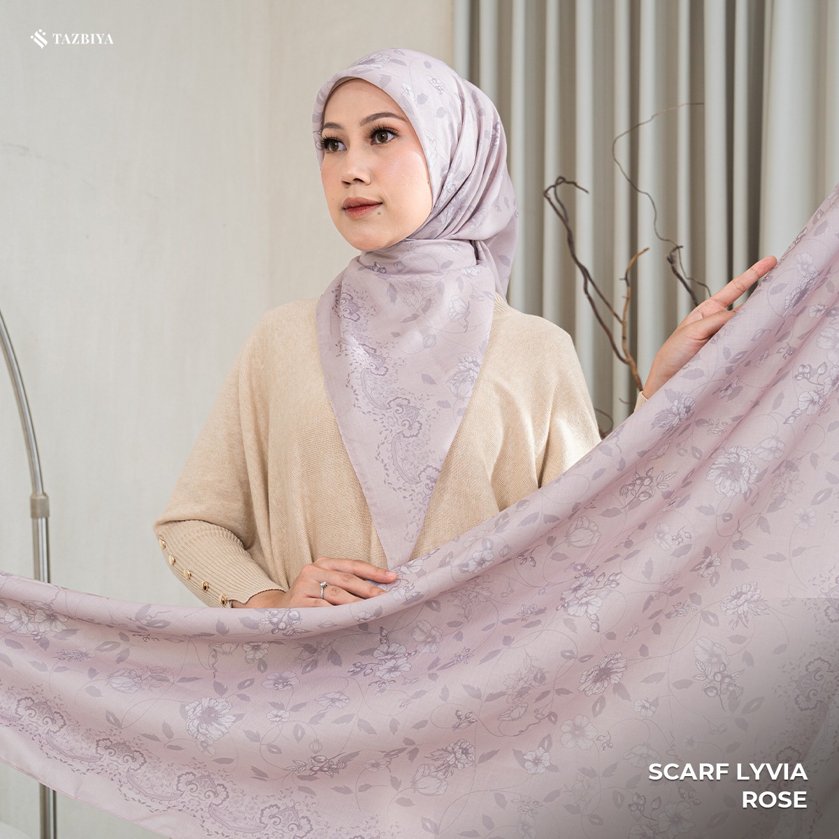 TAZBIYA SCARF - LYVIA SERIES I TAZBIYA HIJAB VOAL MOTIF JAHIT TEPI 