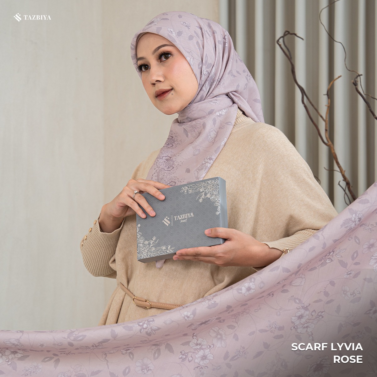 TAZBIYA SCARF - LYVIA SERIES I TAZBIYA HIJAB VOAL MOTIF JAHIT TEPI 
