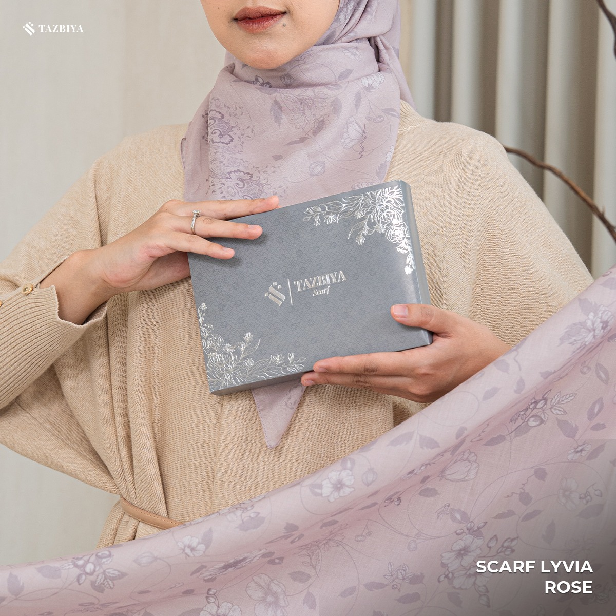 TAZBIYA SCARF - LYVIA SERIES I TAZBIYA HIJAB VOAL MOTIF JAHIT TEPI 