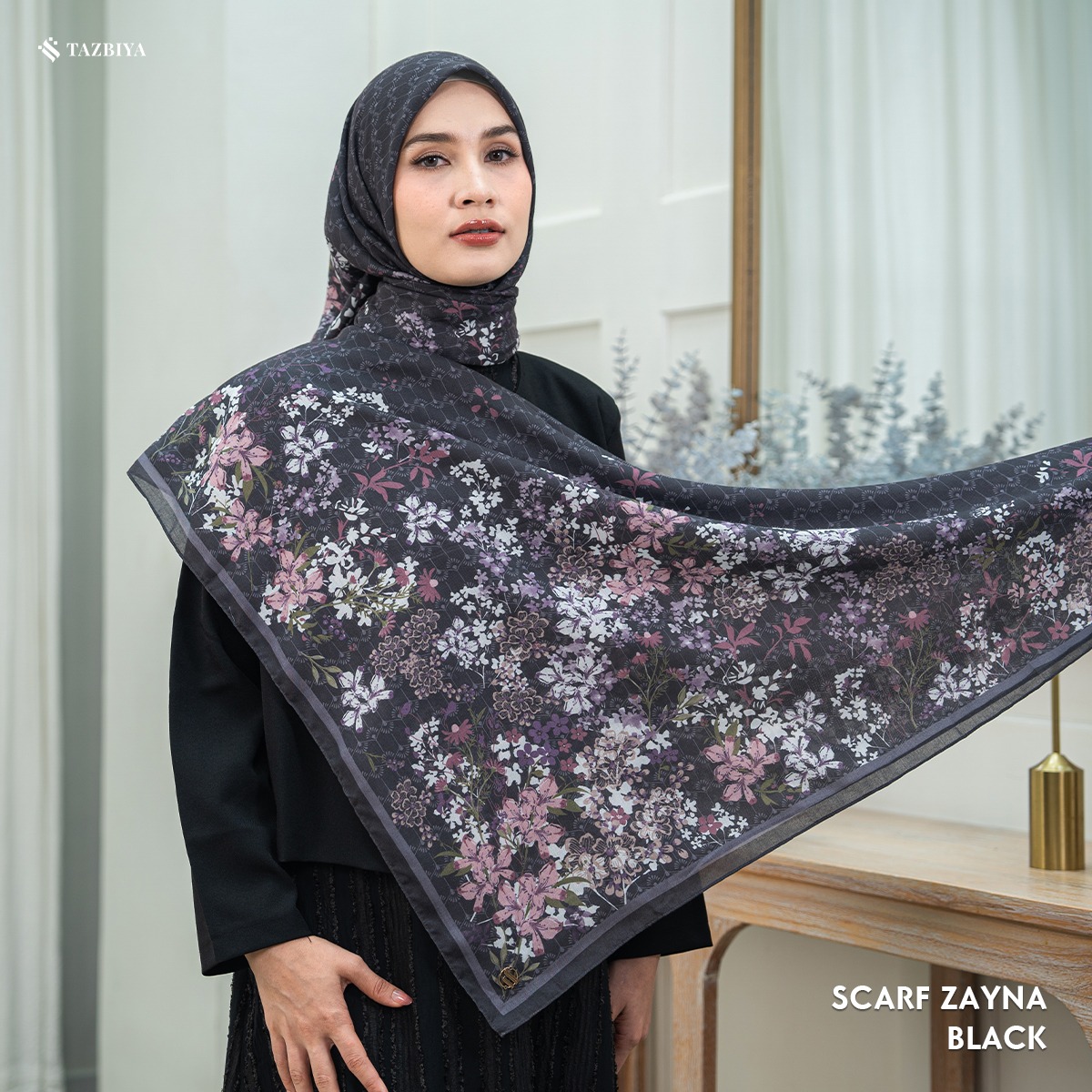 TAZBIYA SCARF - ZAYNA SERIES I TAZBIYA HIJAB VOAL MOTIF JAHIT TEPI
