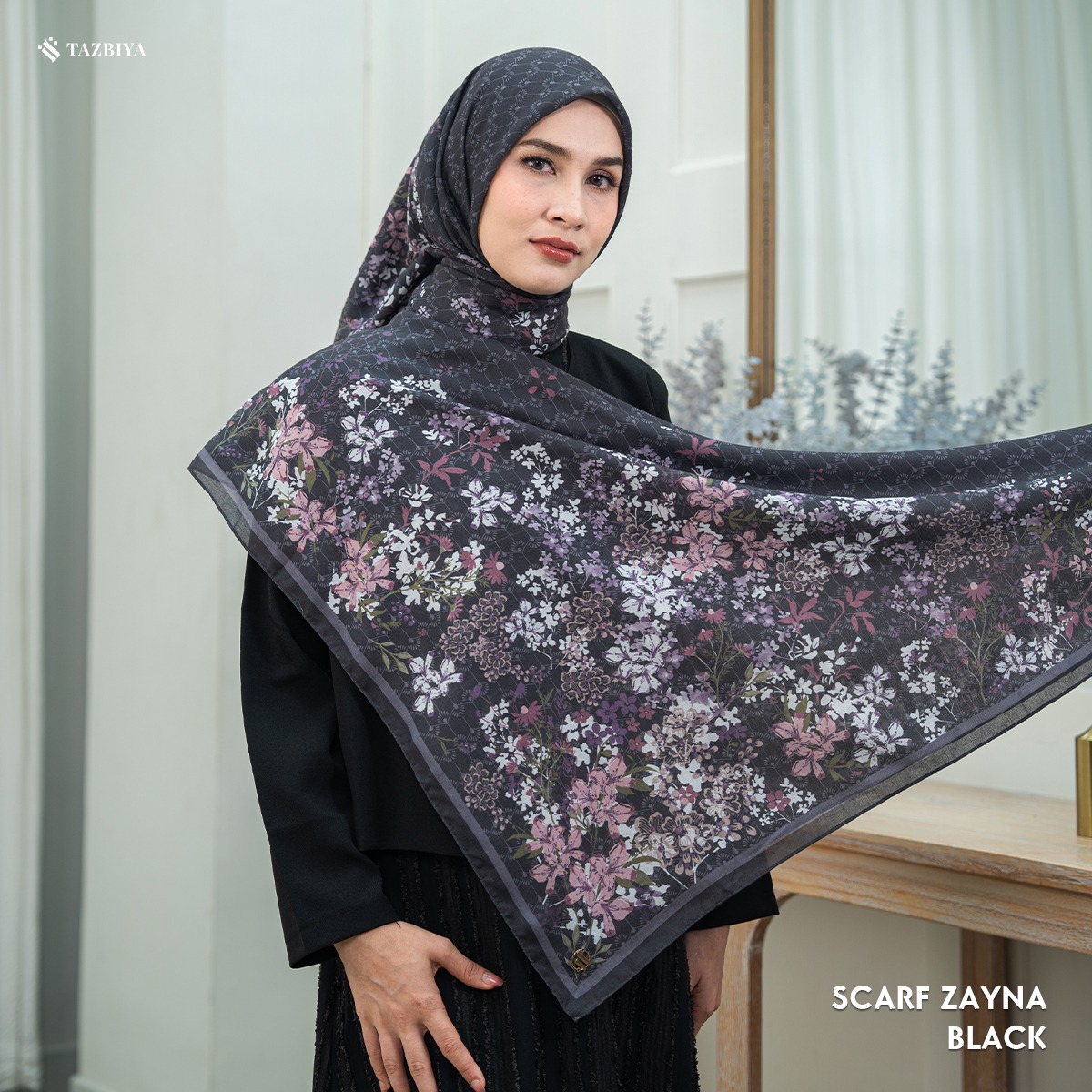 TAZBIYA SCARF - ZAYNA SERIES I TAZBIYA HIJAB VOAL MOTIF JAHIT TEPI