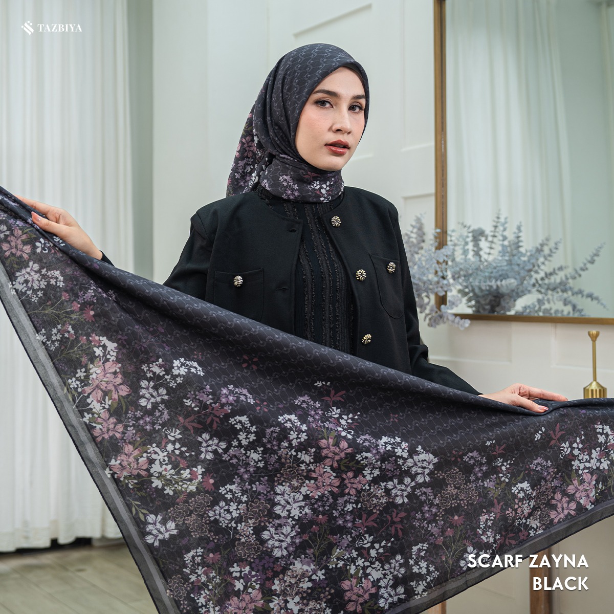 TAZBIYA SCARF - ZAYNA SERIES I TAZBIYA HIJAB VOAL MOTIF JAHIT TEPI