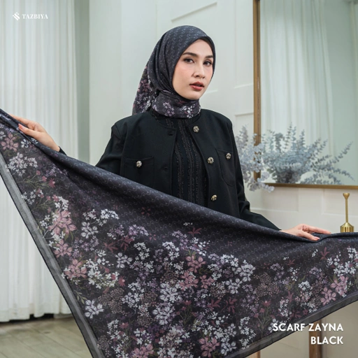 Image of TAZBIYA SCARF - ZAYNA SERIES I TAZBIYA HIJAB VOAL MOTIF JAHIT TEPI