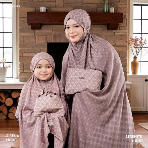 Image of TAZBIYA KOLEKSI MUKENA COUPLE SET IBU - ANAK SERIES I TAS POUCH