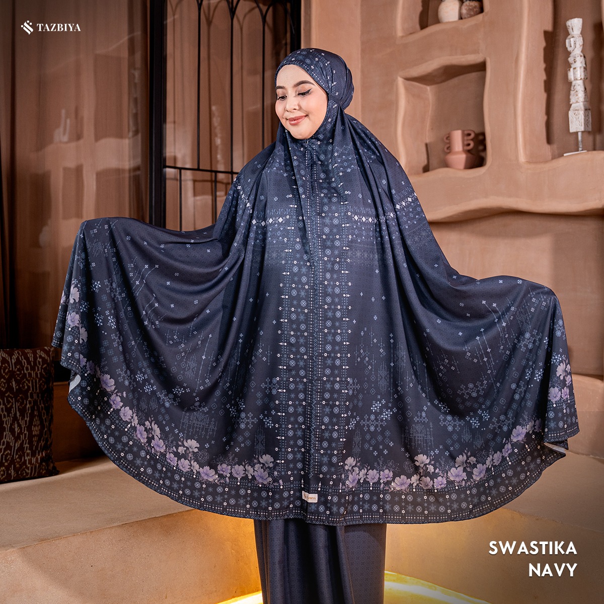 [NEW] TAZBIYA - Mukena Travel Premium 2in1 Sajadah Swastika Series (Mukena Travel Inovasi Bahan Halus Anti Berisik)