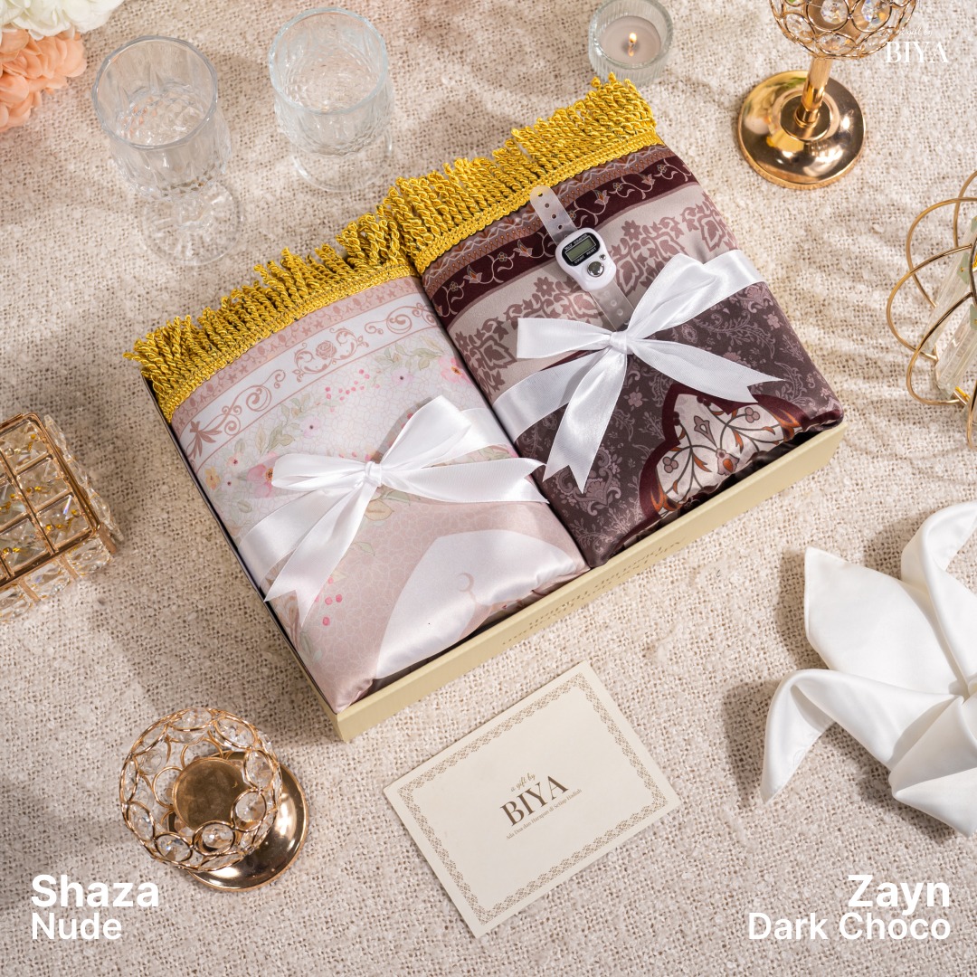TAZBIYA GIFT COUPLE SET SAJADAH BUSA DEWASA I Hadiah Pernikahan I Paket Seserahan