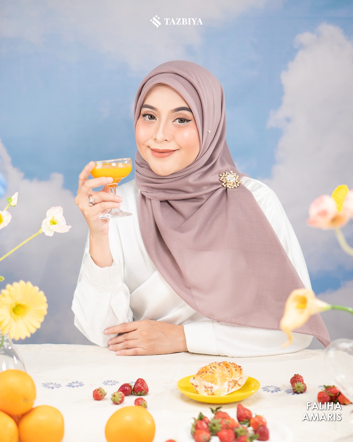 TAZBIYA SCARF - FALIHA SERIES I JILBAB SEGI EMPAT POLOS VOAL PREMIUM