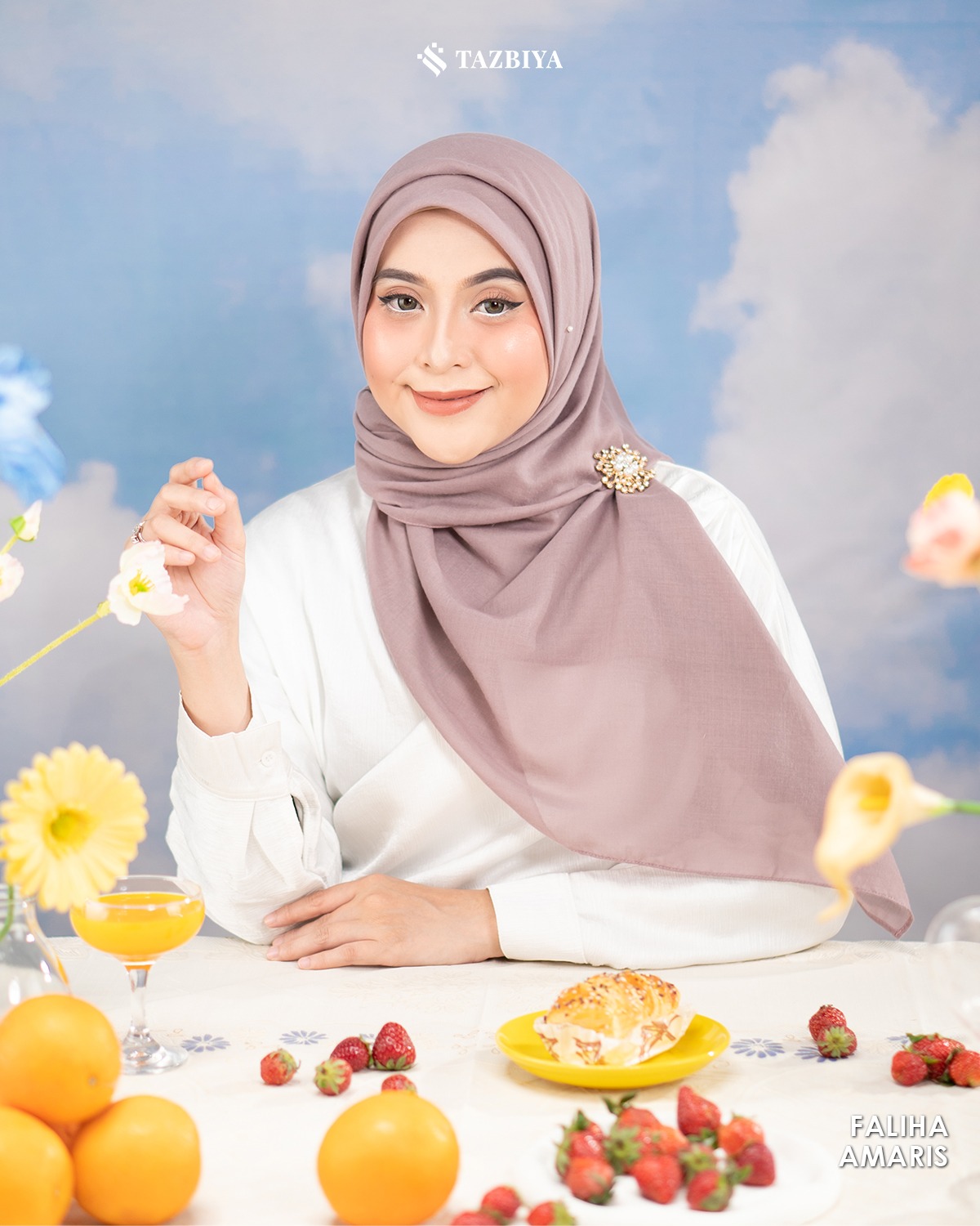 TAZBIYA SCARF - FALIHA SERIES I JILBAB SEGI EMPAT POLOS VOAL PREMIUM