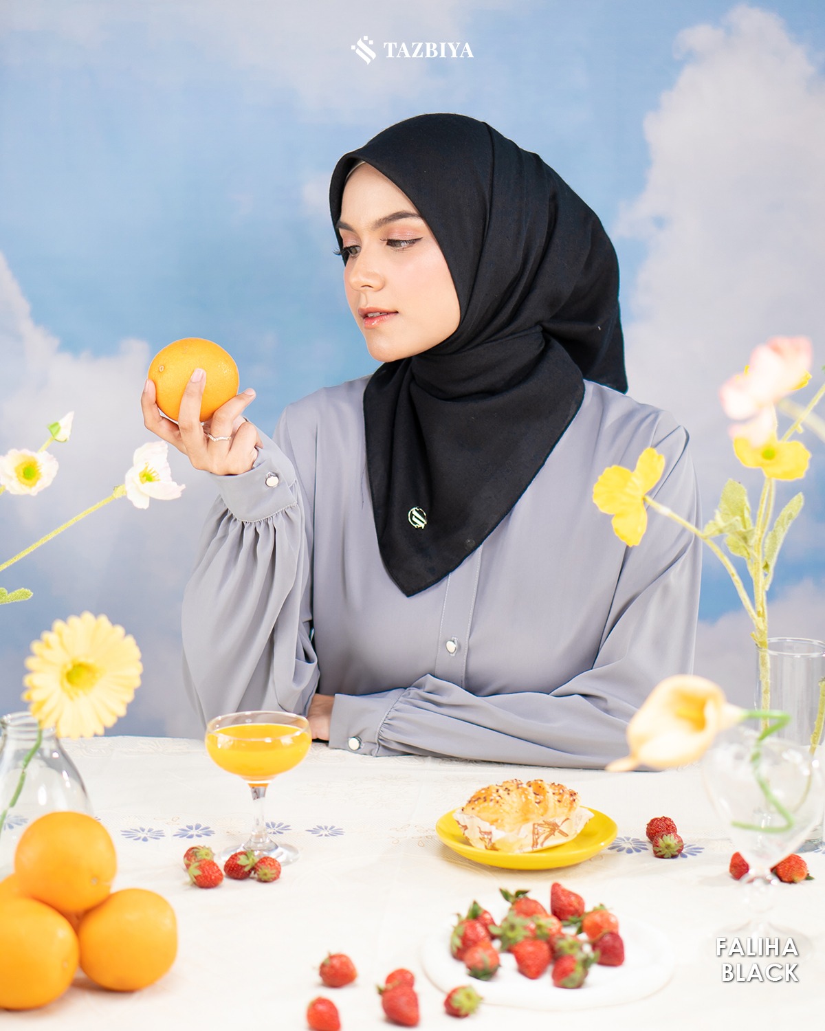 TAZBIYA SCARF - FALIHA SERIES I JILBAB SEGI EMPAT POLOS VOAL PREMIUM
