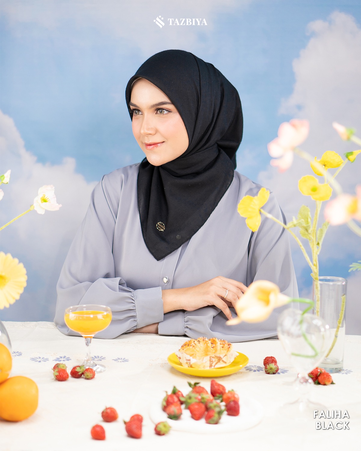 TAZBIYA SCARF - FALIHA SERIES I JILBAB SEGI EMPAT POLOS VOAL PREMIUM