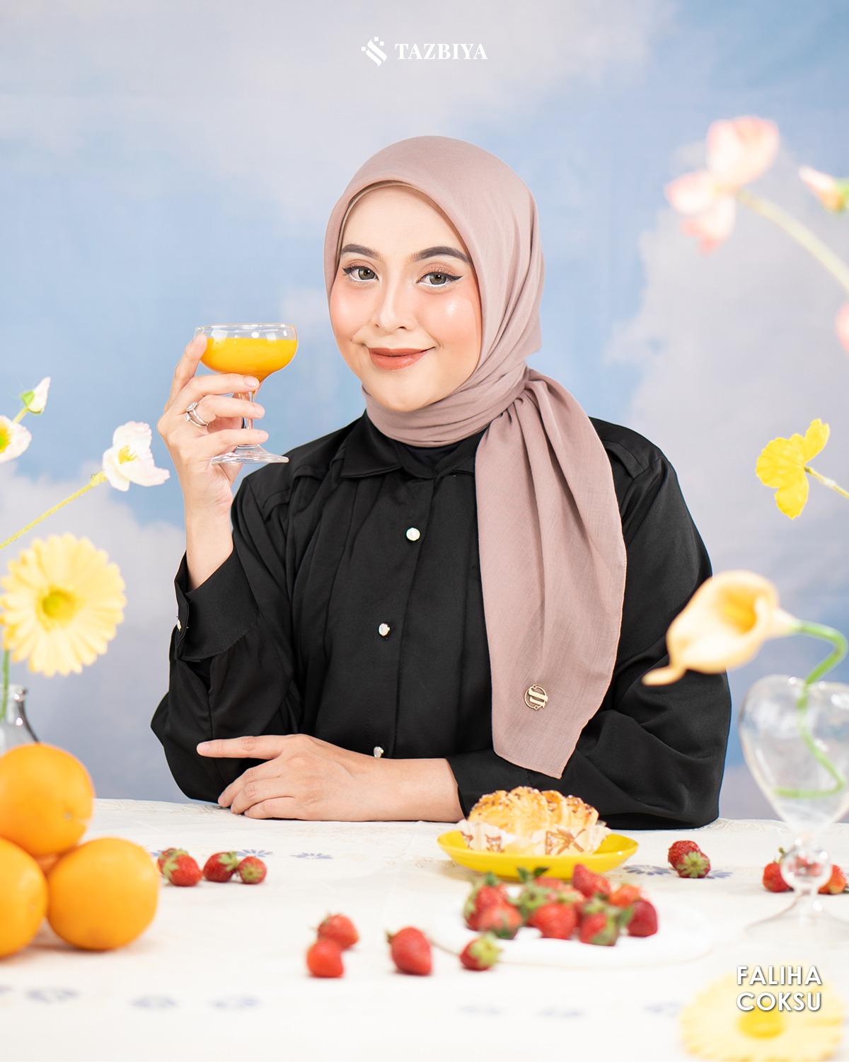 TAZBIYA SCARF - FALIHA SERIES I JILBAB SEGI EMPAT POLOS VOAL PREMIUM