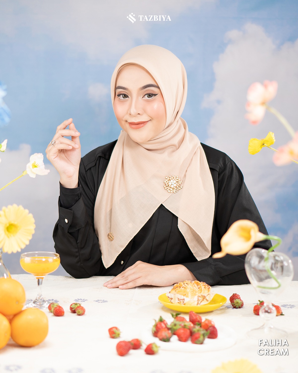 TAZBIYA SCARF - FALIHA SERIES I JILBAB SEGI EMPAT POLOS VOAL PREMIUM