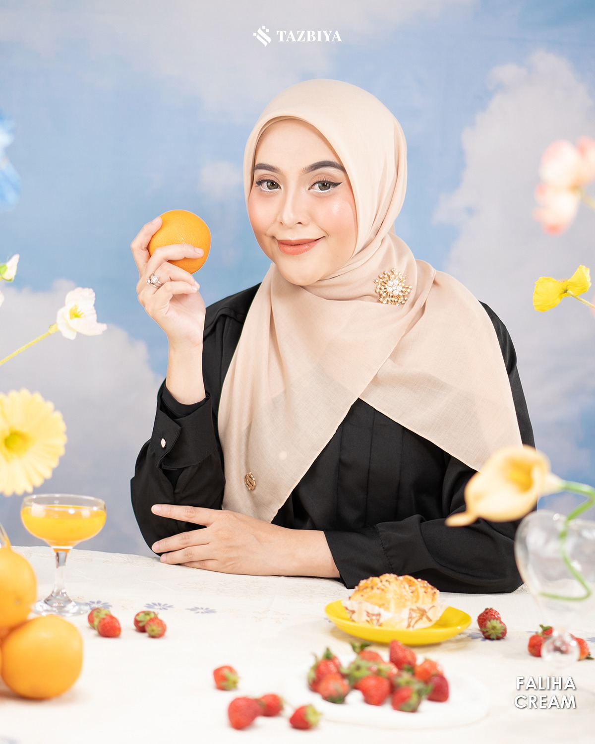 TAZBIYA SCARF - FALIHA SERIES I JILBAB SEGI EMPAT POLOS VOAL PREMIUM