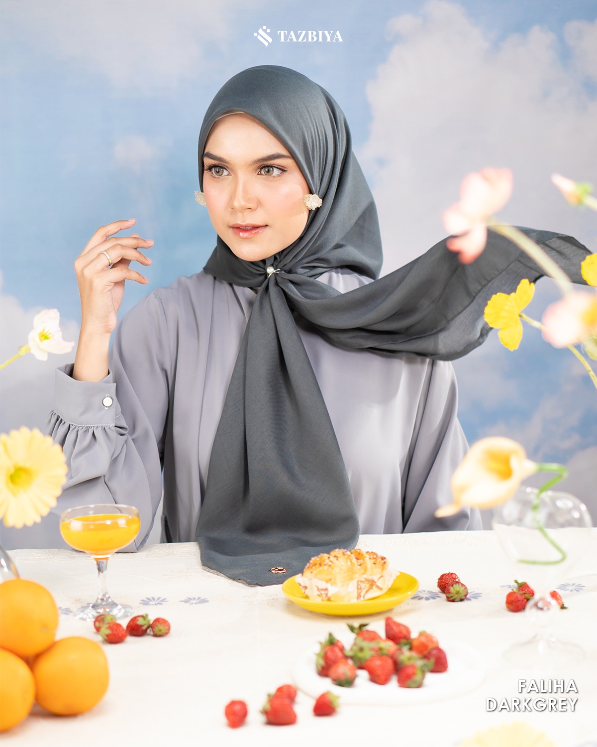 TAZBIYA SCARF - FALIHA SERIES I JILBAB SEGI EMPAT POLOS VOAL PREMIUM
