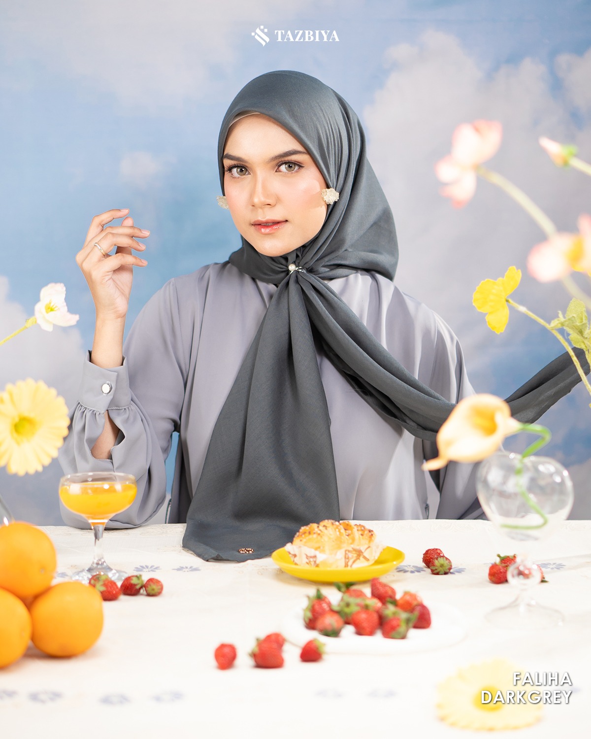 TAZBIYA SCARF - FALIHA SERIES I JILBAB SEGI EMPAT POLOS VOAL PREMIUM