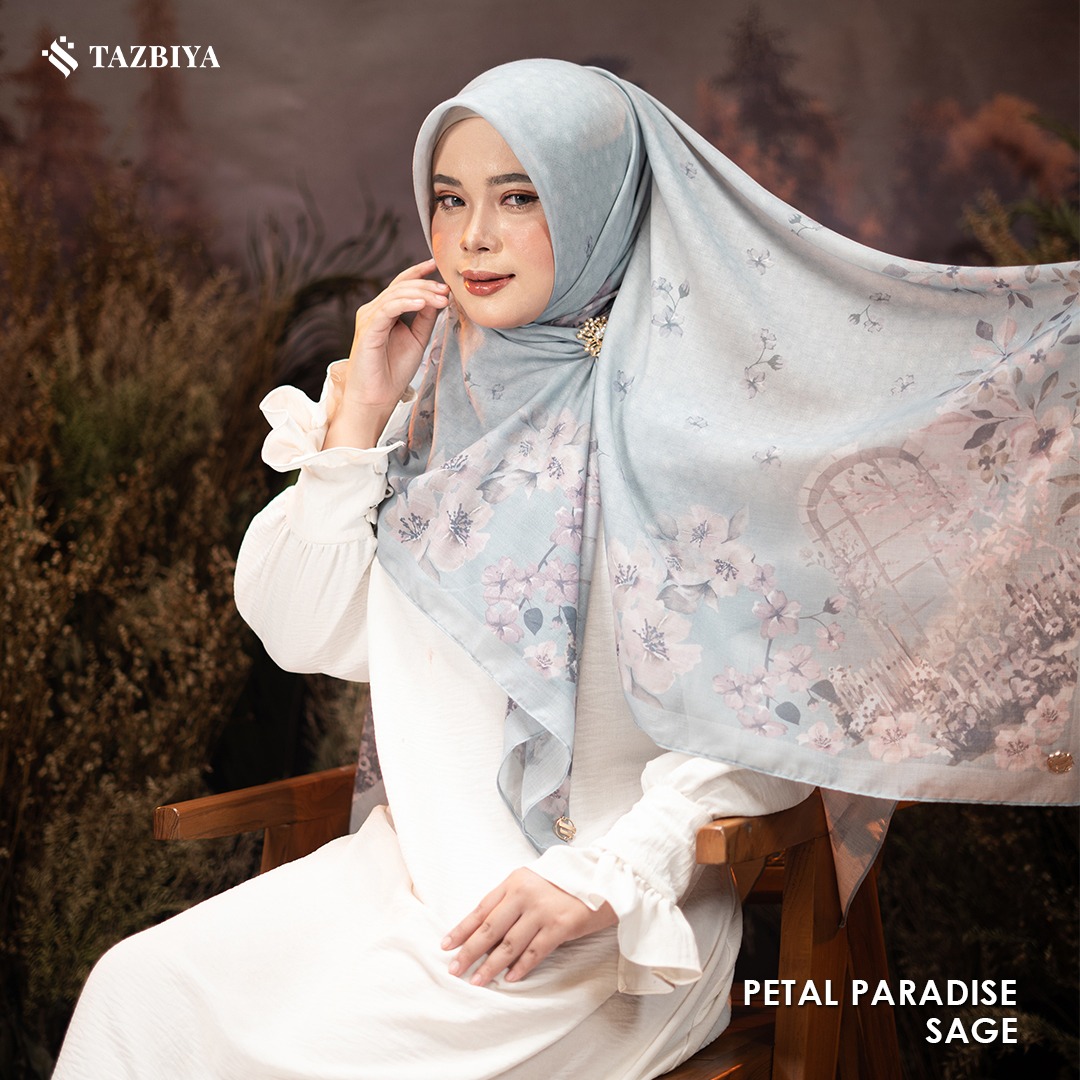 TAZBIYA SCARF - PETAL PARADISE SERIES I TAZBIYA HIJAB VOAL MOTIF LASER CUT