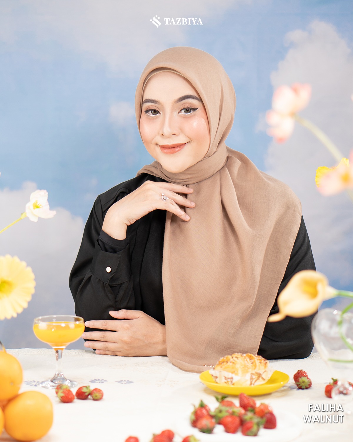 TAZBIYA SCARF - FALIHA SERIES I JILBAB SEGI EMPAT POLOS VOAL PREMIUM