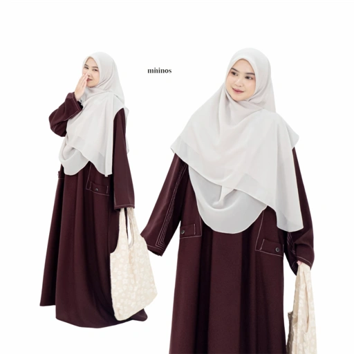 Image of Mininos Riyuki Dress Gamis Basic Abaya Daily Remaja Wanita Terbaru