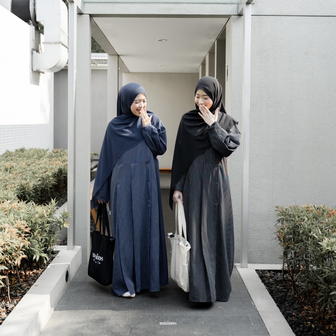 Mininos Miyora Slim Dress Salur Gamis Muslimah Remaja