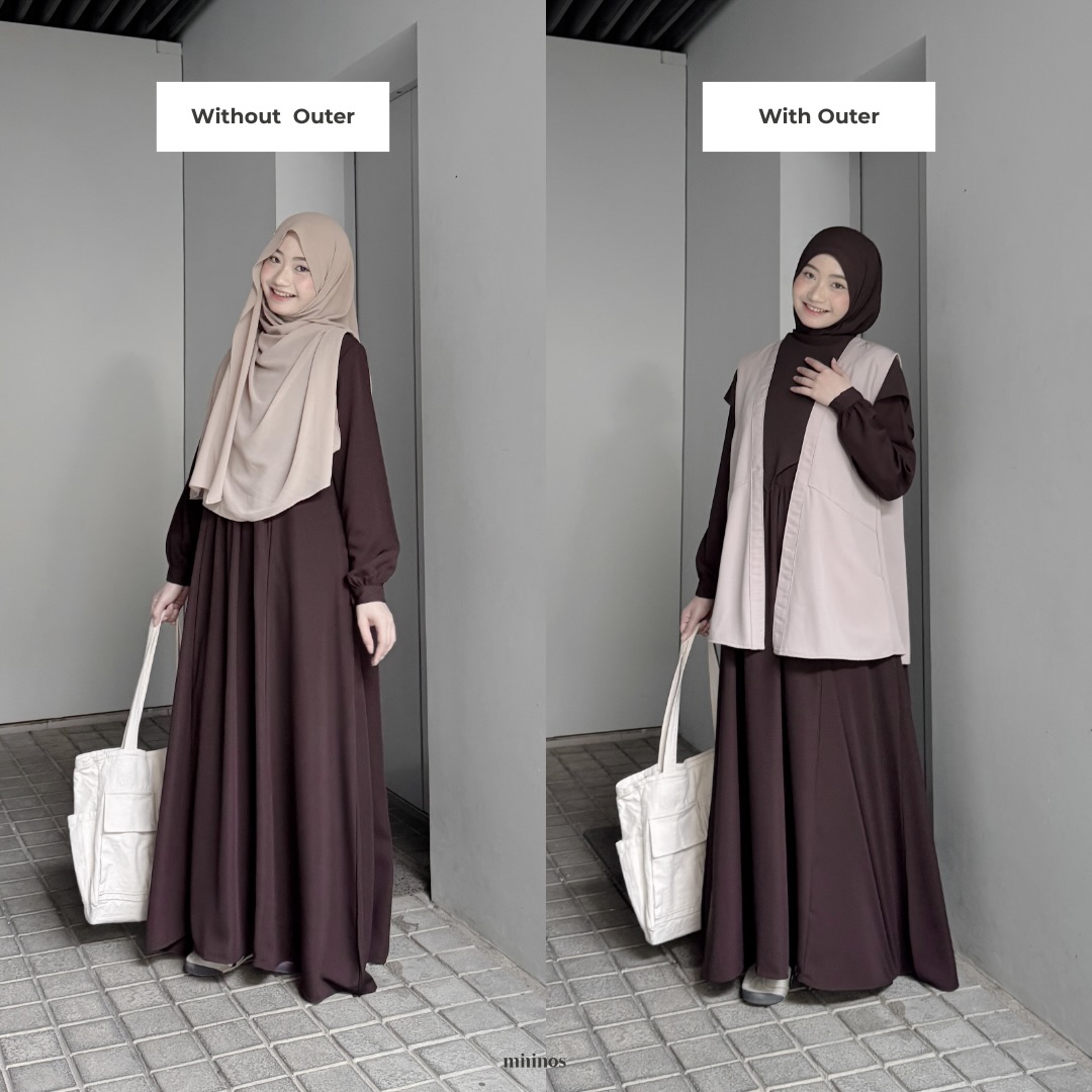 Mininos Ichi Set Dress 2in1 Gamis Outer Setelan Muslimah