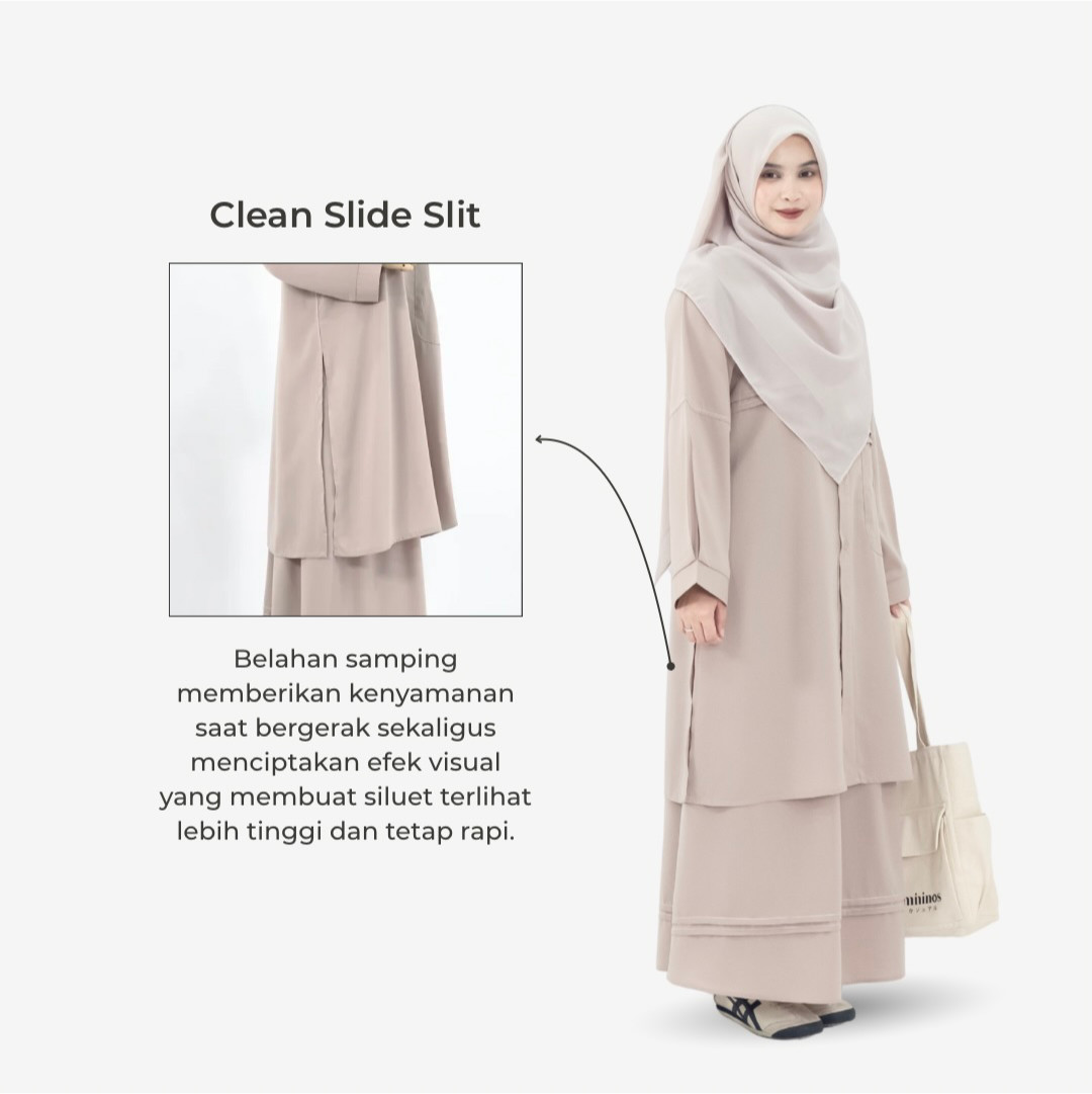 Mininos Kaori Set Tunik Pocket Oneset Setelan Muslimah
