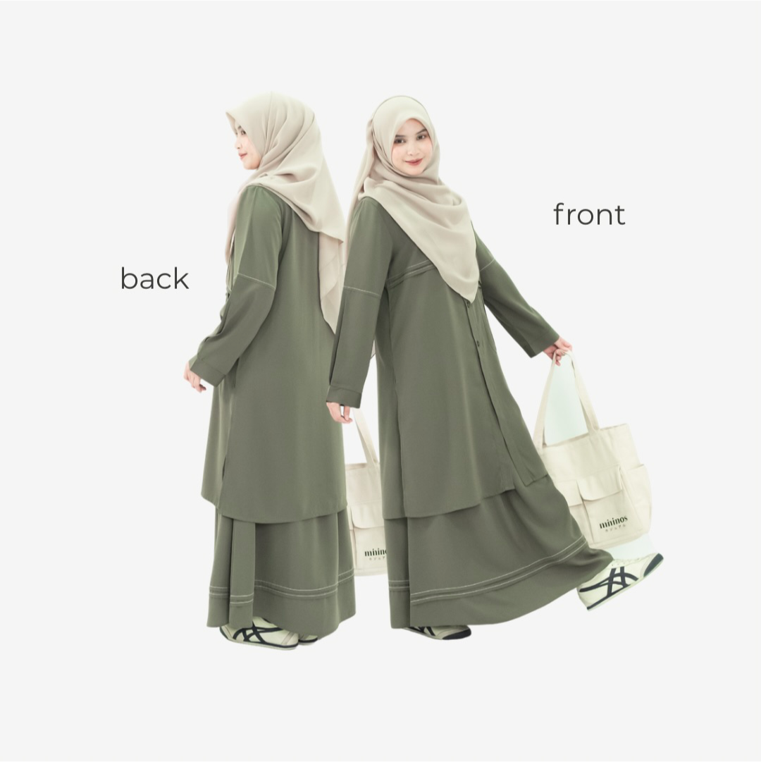 Mininos Kaori Set Tunik Pocket Oneset Setelan Muslimah