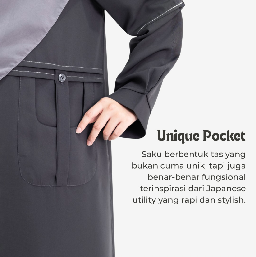 Mininos Kaori Set Tunik Pocket Oneset Setelan Muslimah