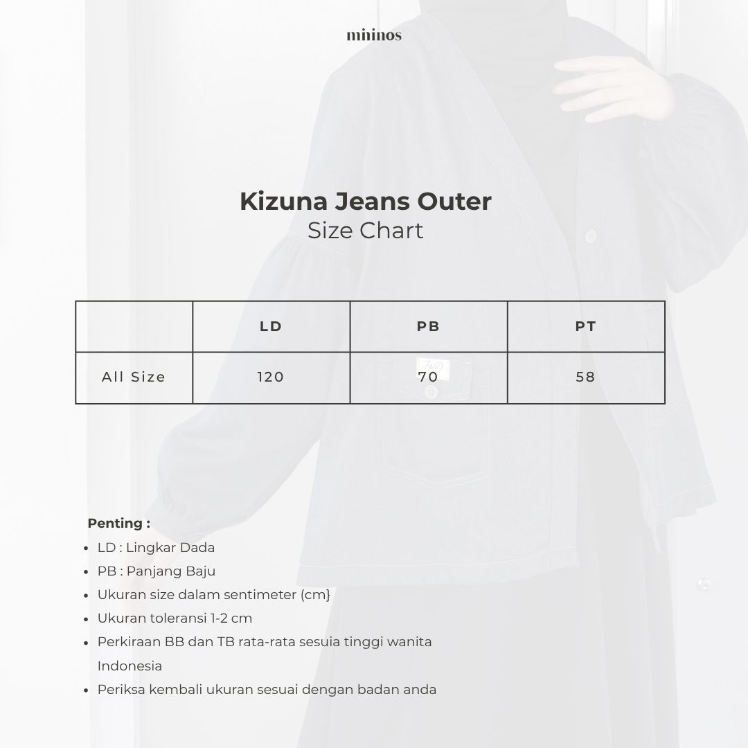 Mininos Kizuna Jeans Outer Luaran Hangout Kasual Wanita