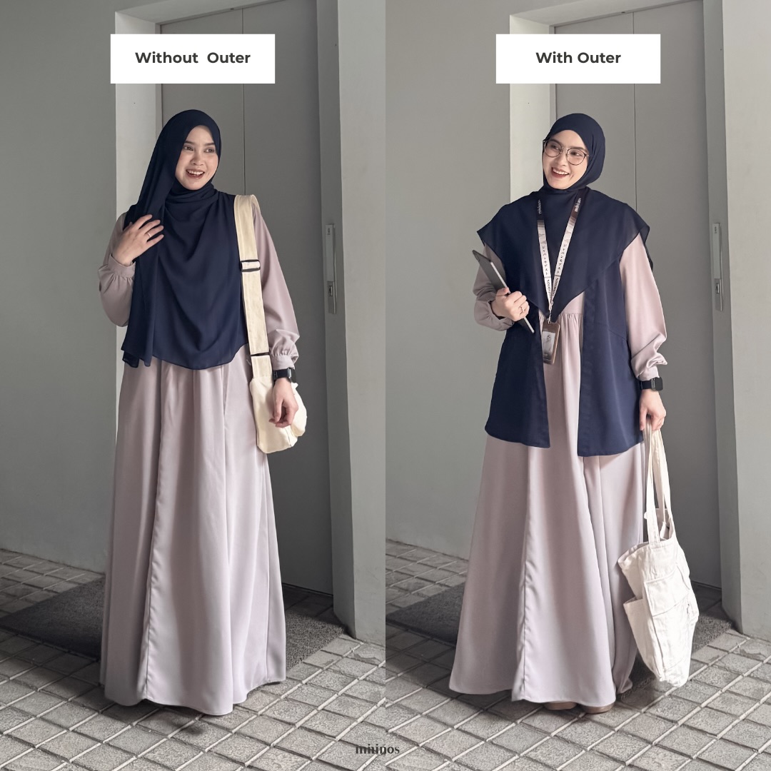 Mininos Ichi Set Dress 2in1 Gamis Outer Setelan Muslimah