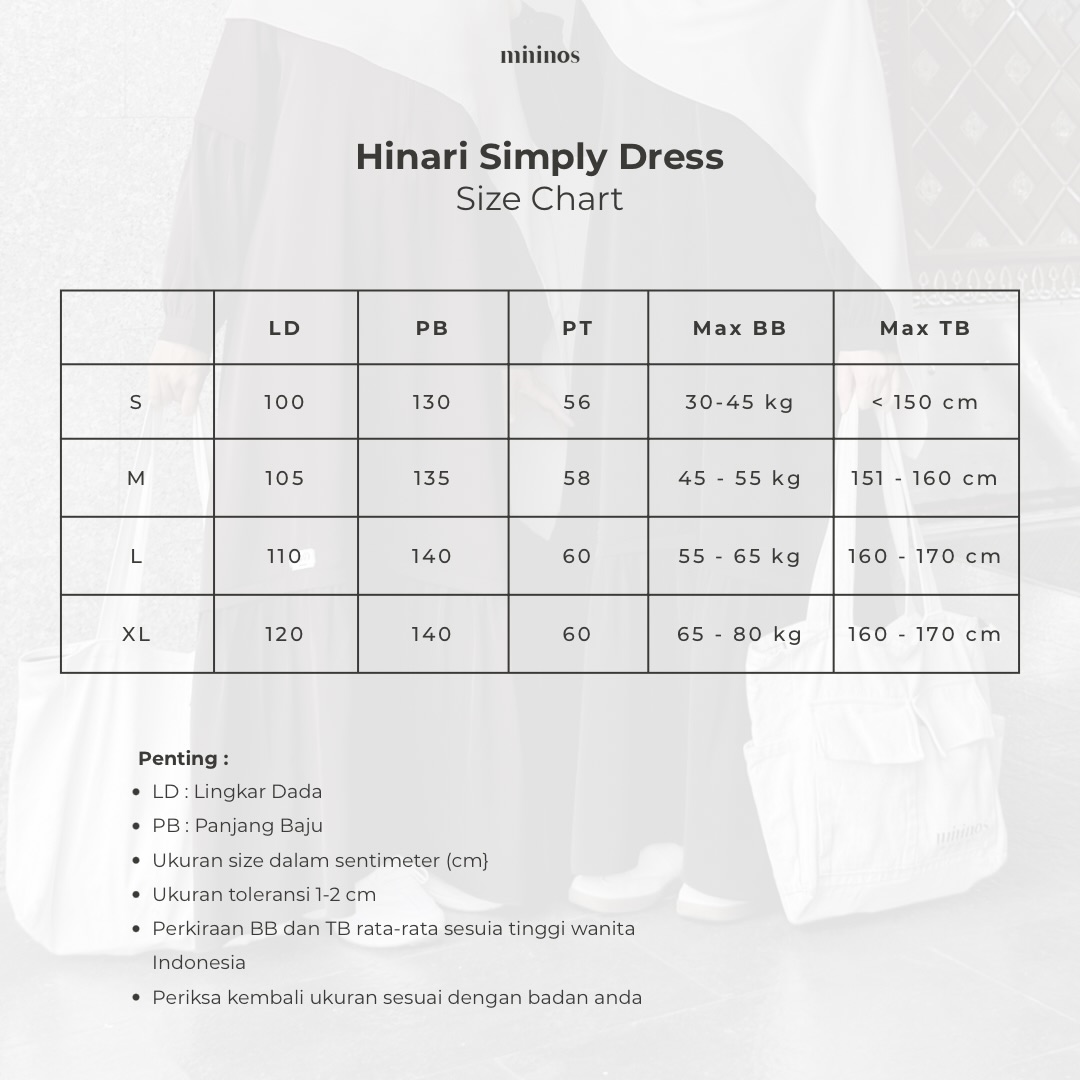 Mininos Hinari Simply Dress Gamis Muslimah Modern