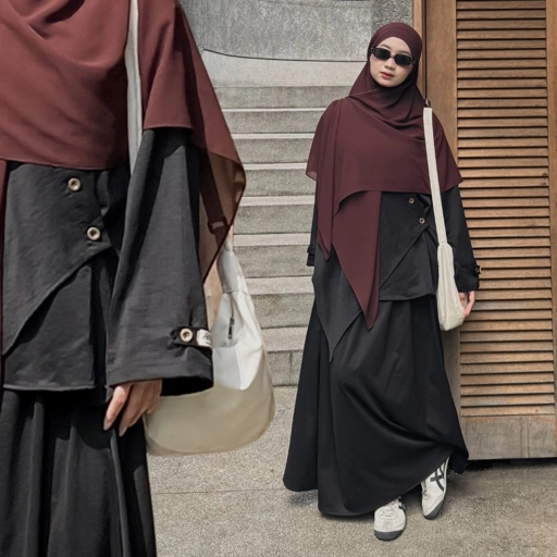 Image of Mininos Yasumi Abaya Oneset Set Rok Abaya Kekinian