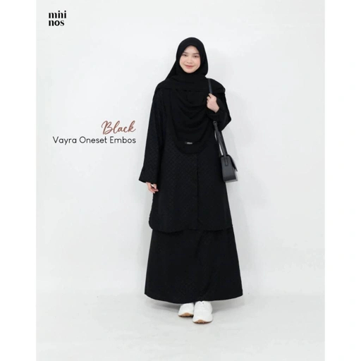 Image of Mininos Vayra One Set Embos | Setelan Tunik Rok Forzaleta Black Remaja Terbaru