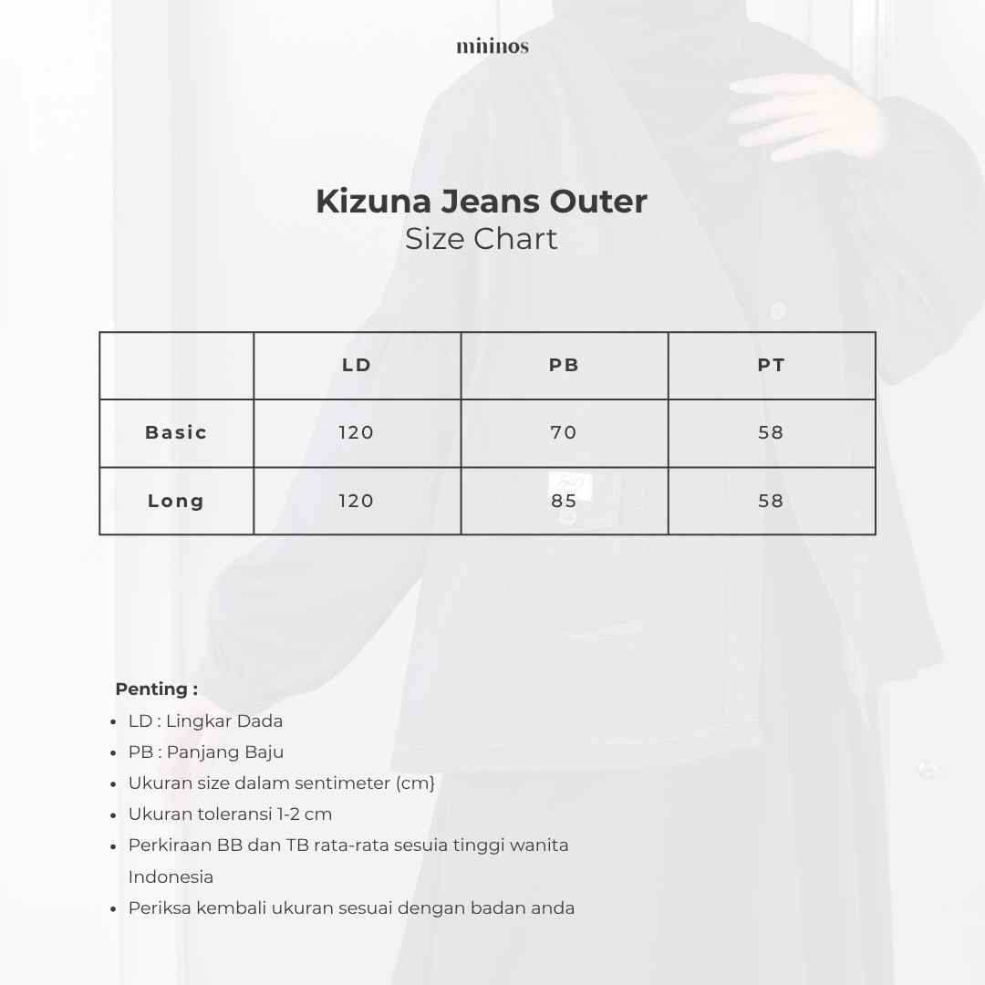 Mininos Kizuna Jeans Outer Luaran Hangout Kasual Wanita