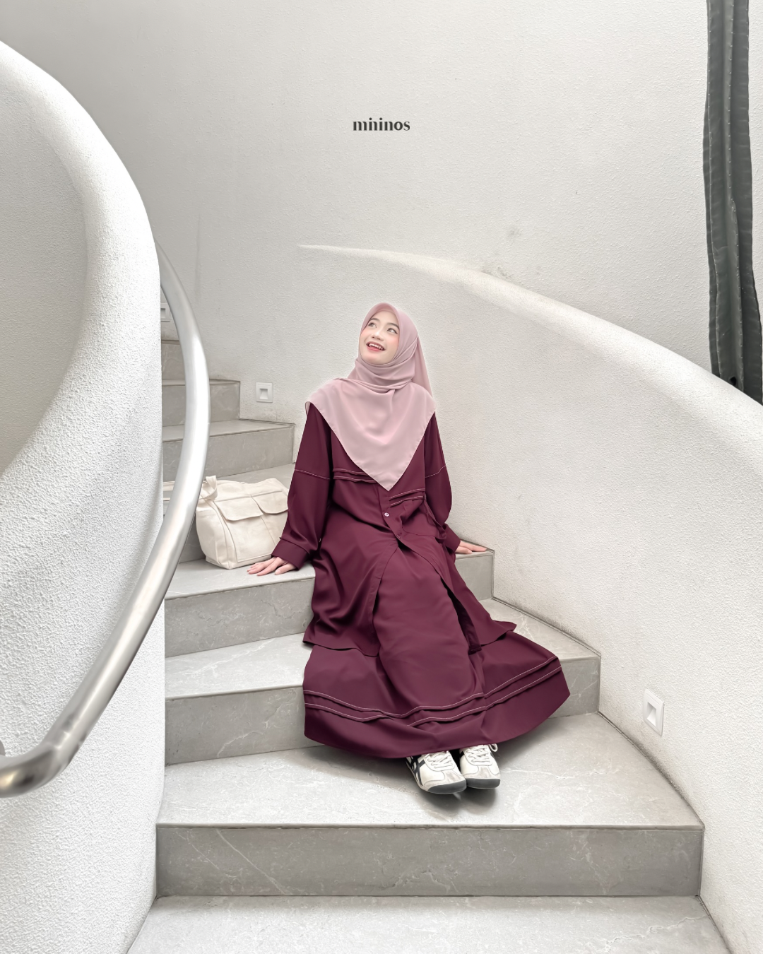 Mininos Kaori Set Tunik Pocket Oneset Setelan Muslimah