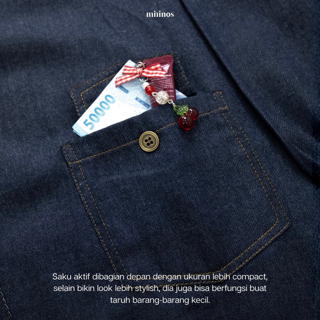 Mininos Kizuna Jeans Outer Luaran Hangout Kasual Wanita
