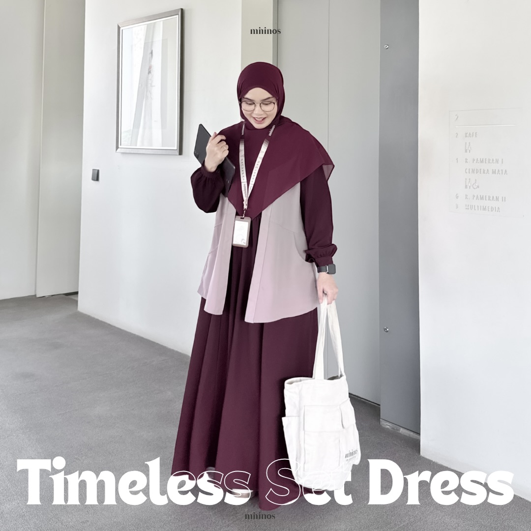 Mininos Ichi Set Dress 2in1 Gamis Outer Setelan Muslimah
