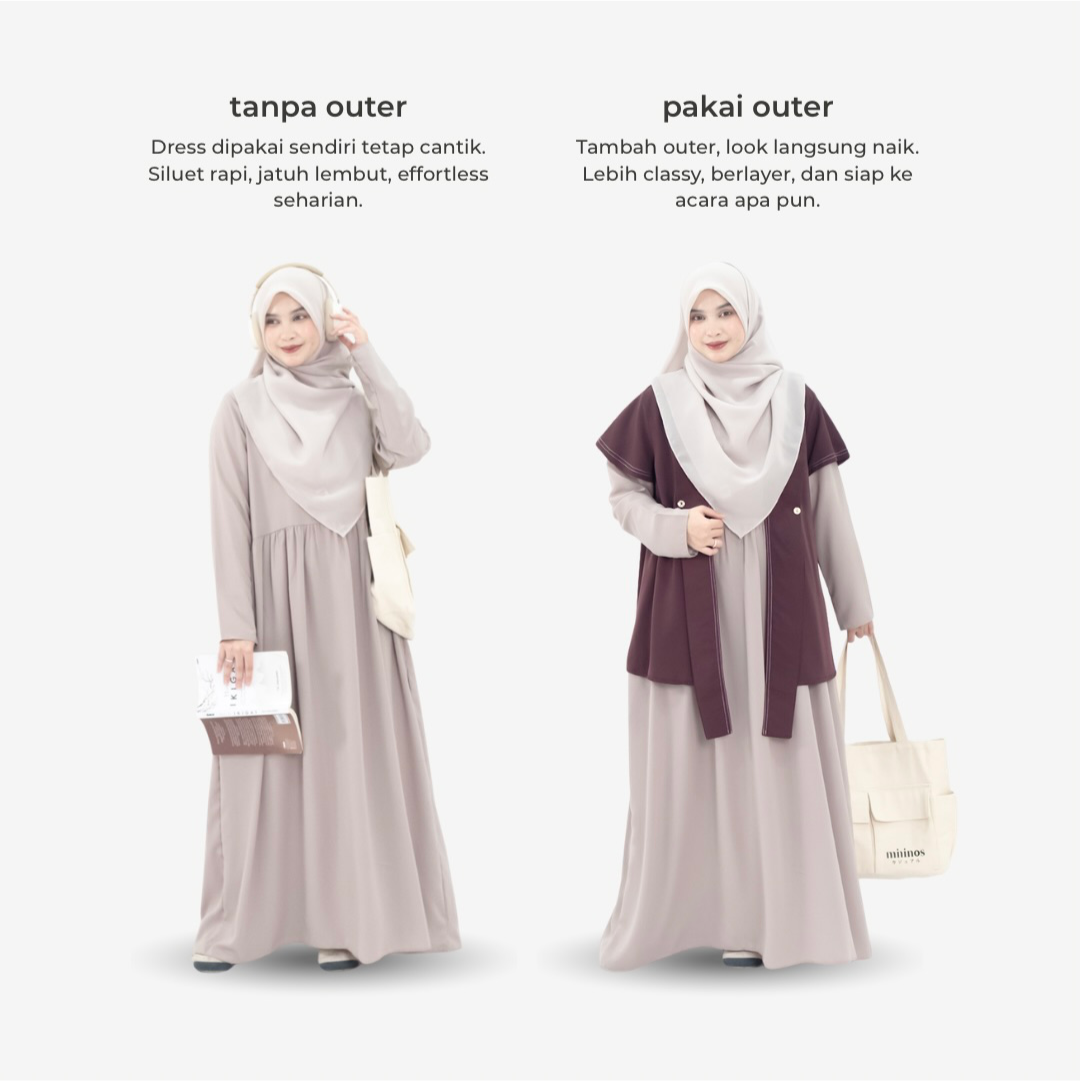 Mininos Asuka Set Outer Gamis Minimalist Syari 2in1