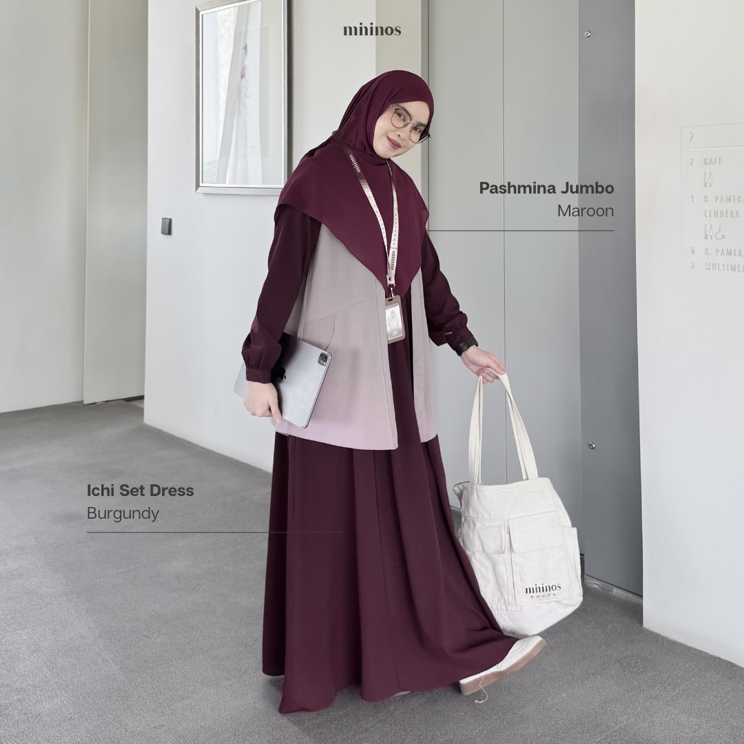 Mininos Ichi Set Dress 2in1 Gamis Outer Setelan Muslimah