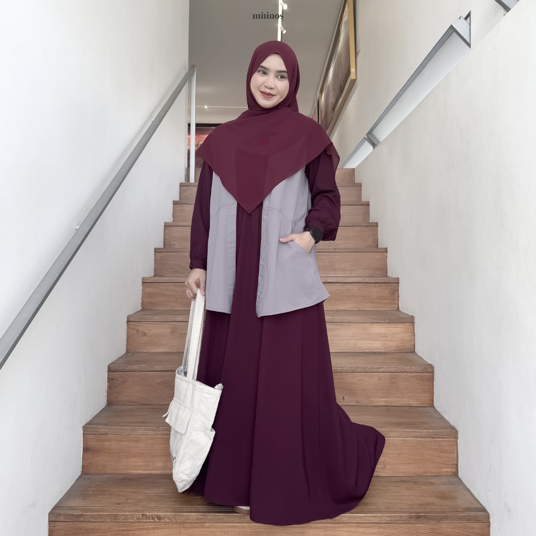 Mininos Ichi Set Dress 2in1 Gamis Outer Setelan Muslimah
