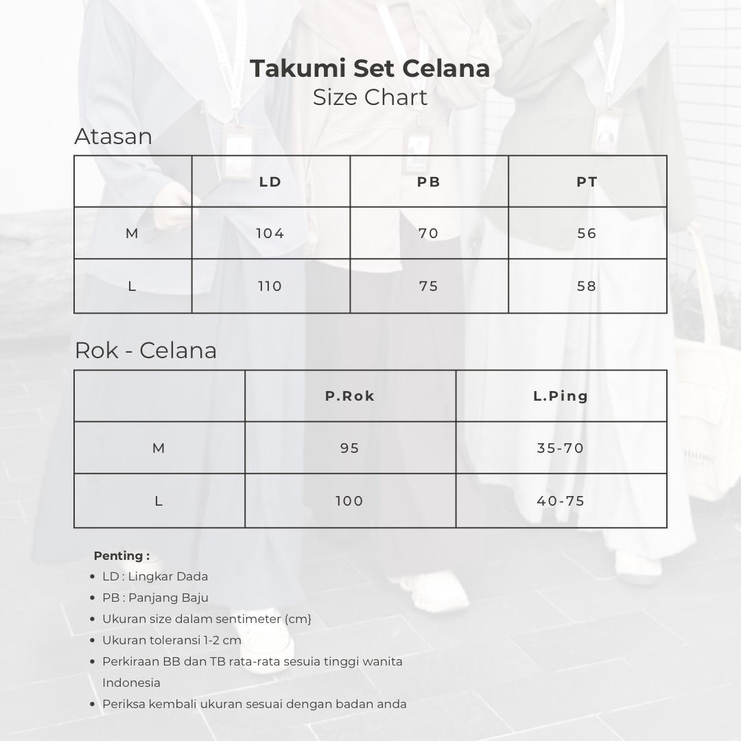 Mininos Takumi Set Celana Setelan Rok Celana Muslimah