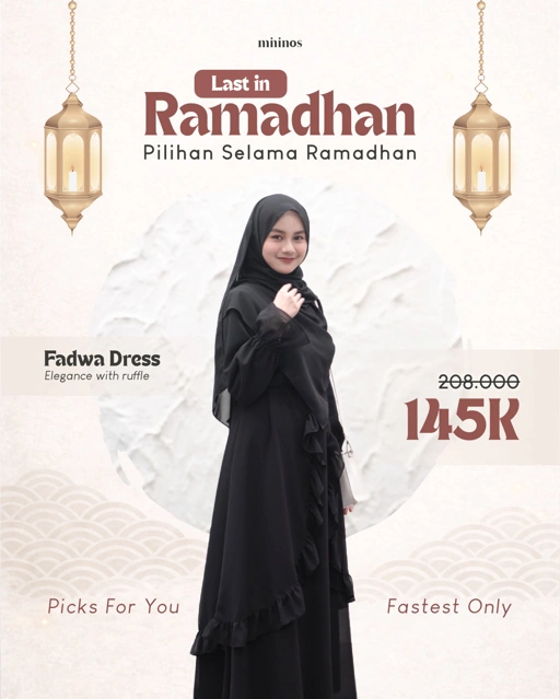 Image of Mininos Fadwa Dress Ruffle | Gamis Daily Kondangan Ceruty
