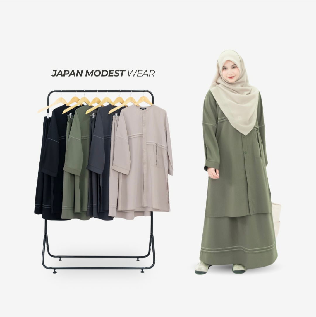 Mininos Kaori Set Tunik Pocket Oneset Setelan Muslimah
